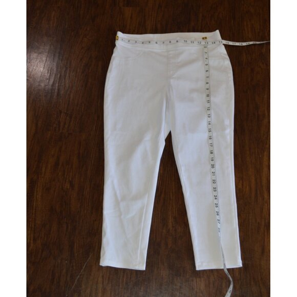 Time and Tru White Jeggings Women’s Size L 11-12 Stretch Leggings Cuffed Pants - Picture 3 of 4